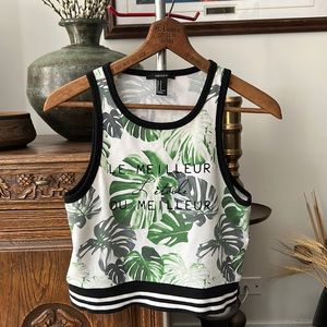 Graphic Tank Tropical Palm Leaves Print
